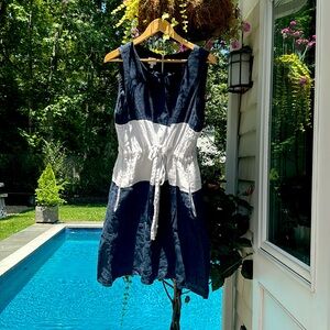 Armani collezioni made in italy navy and blue linen dress